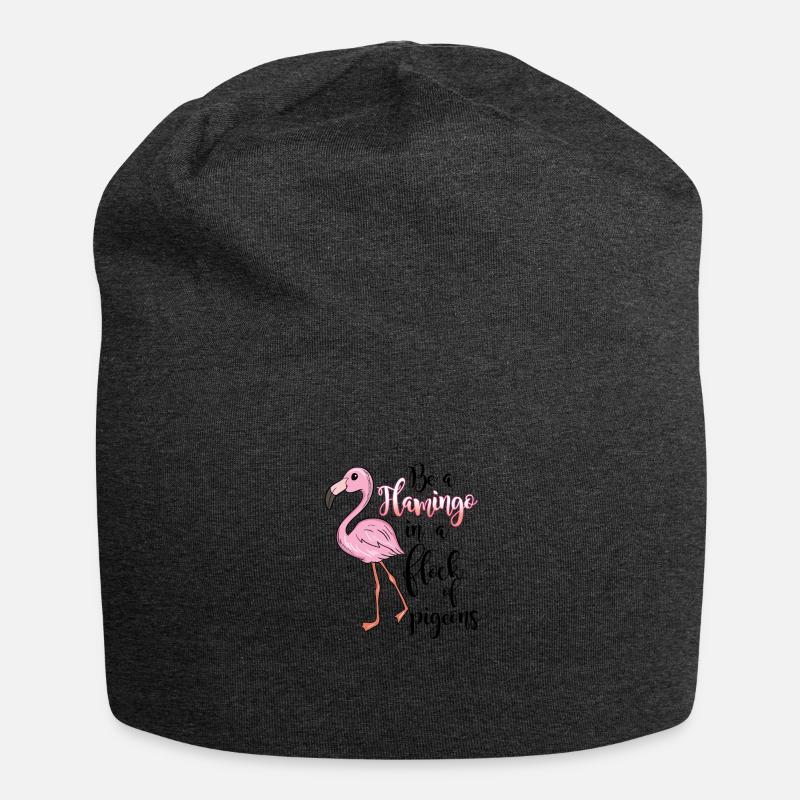 Flamingo mit witzigem Spruch - Jersey-Beanie - Anthrazit