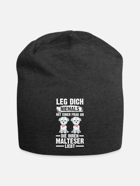 Hund Malteser - Jersey-Beanie - Anthrazit