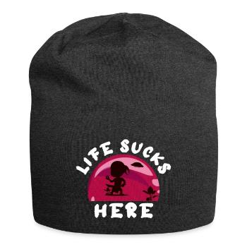 Life here sucks - Jersey Beanie - charcoal grey - Front