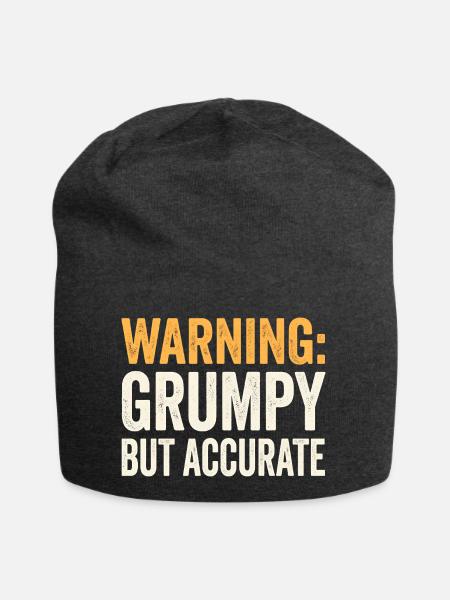 Achtung: Griesgrämiger, aber treffender und lustig - Jersey-Beanie - Anthrazit
