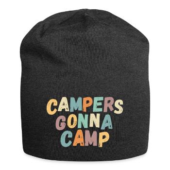 Campers going to camp! vintage retro light - Jersey Beanie - charcoal grey - Front