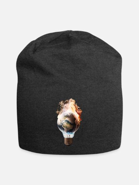 Brennende Erde in einer Glühbirne - Jersey-Beanie - Anthrazit
