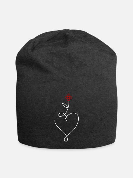 Blume Herz - Jersey-Beanie - Anthrazit