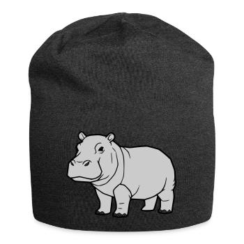 Hippopotamus Debout Zoo d’Animaux Debout - Bonnet en jersey - charbon - Devant