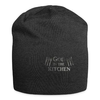 God in the Kitchen in Gray Kitchen and Cooking - Jersey Beanie - charcoal grey - Front