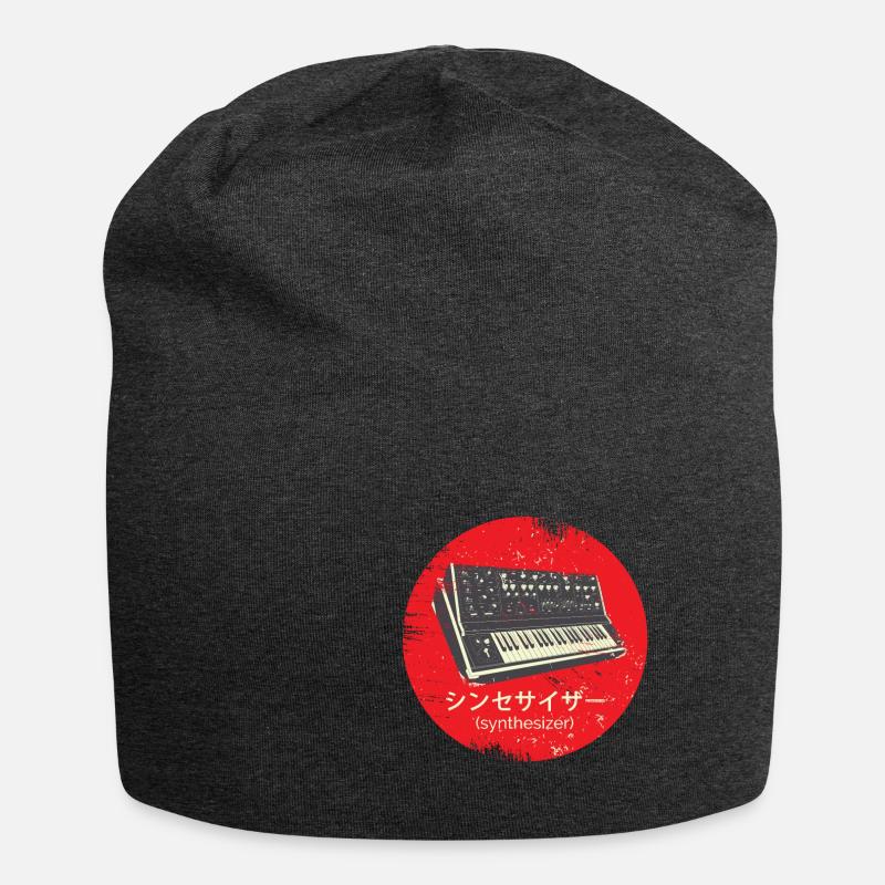 Analog Synthesizer Techno Retro Vintage Synth - Jersey Beanie - charcoal grey