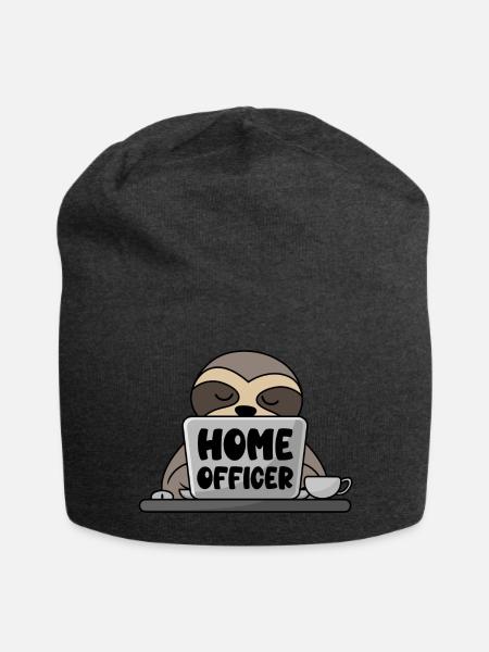 Homeoffice Büro Faultier Computer Homeofficer - Jersey-Beanie - Anthrazit