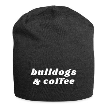 Bulldoggen und Kaffee - Koffein - Jersey-Beanie - Anthrazit - Vorne