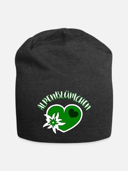 Edelweiss Herz Trachten Dirndl Alpenblümchen - Jersey-Beanie - Anthrazit