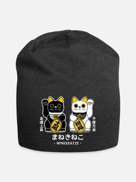 Manekineko - Winkekatze - Jersey-Beanie - Anthrazit