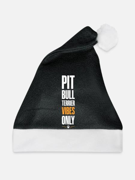 Pitbull Terrier Vibes Only - Weihnachtsmütze - Schwarz/Weiß