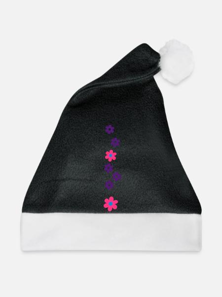 Blumenmuster - Weihnachtsmütze - Schwarz/Weiß