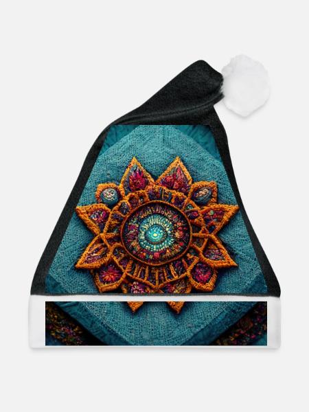 Boho Mandala Abstract - Weihnachtsmütze - Schwarz/Weiß