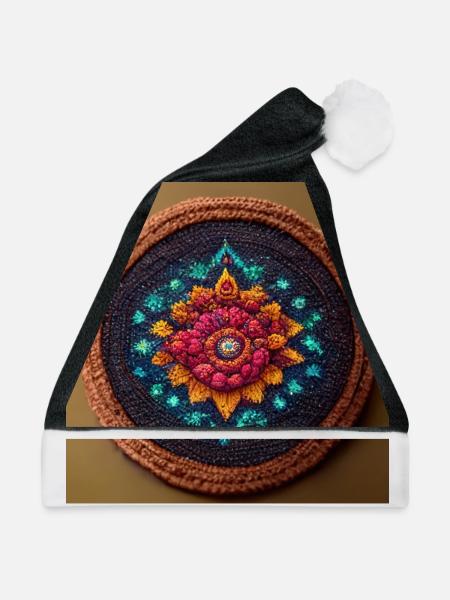 Boho Mandala Abstract - Weihnachtsmütze - Schwarz/Weiß