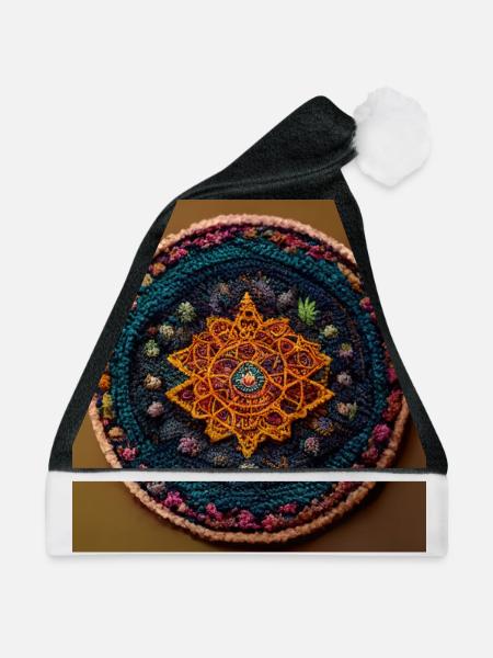Boho Mandala Abstract - Weihnachtsmütze - Schwarz/Weiß