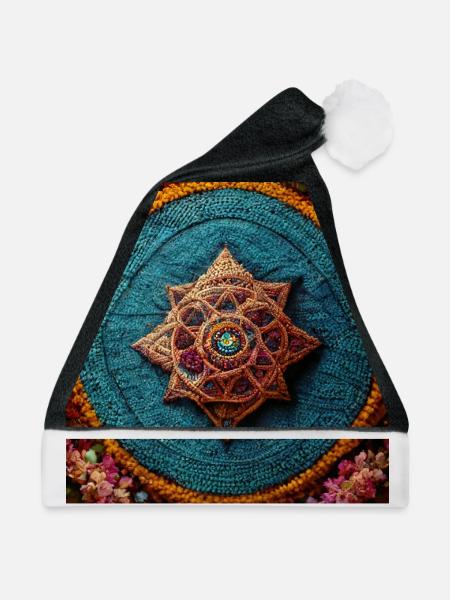Boho Mandala Abstract - Weihnachtsmütze - Schwarz/Weiß