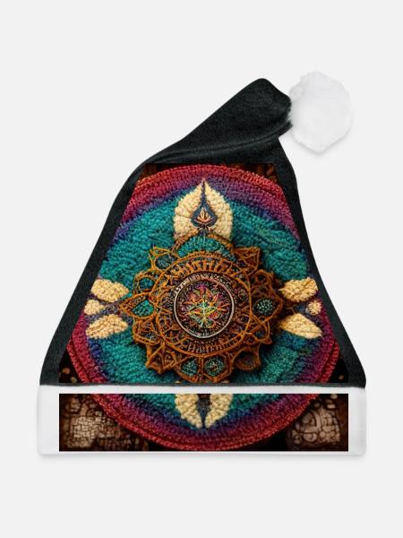 Boho Mandala Abstract - Weihnachtsmütze - Schwarz/Weiß