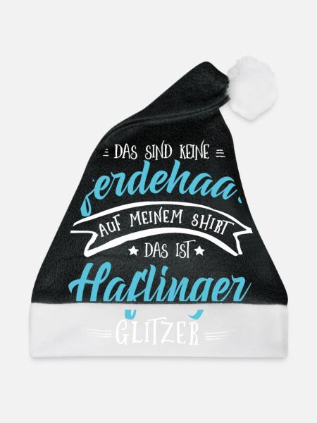 Haflinger Pferde Shirt-Glitzer - Weihnachtsmütze - Schwarz/Weiß