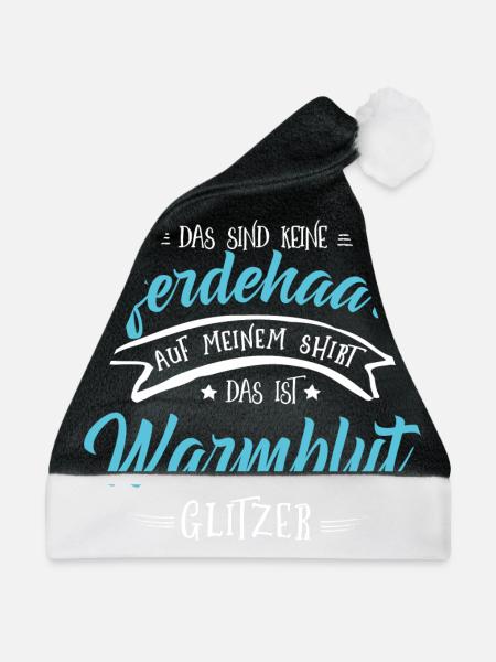 Warmblut Pferde Shirt-Glitzer - Weihnachtsmütze - Schwarz/Weiß