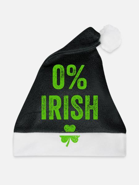 0% Irish Vintage St. Patricks Day T Shirt Geschenk - Weihnachtsmütze - Schwarz/Weiß - Vorne