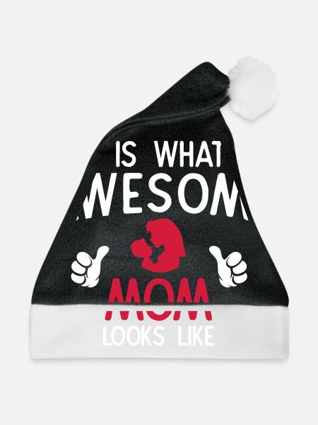 Awesome Mom - Weihnachtsmütze - Schwarz/Weiß - Vorne