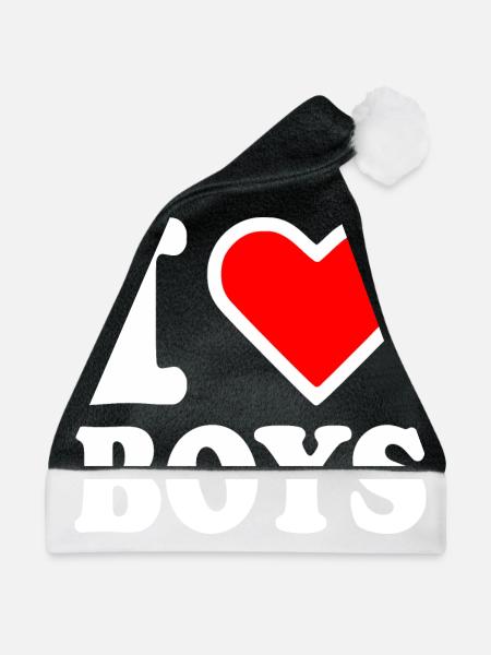 I love boys - Weihnachtsmütze - Schwarz/Weiß - Vorne