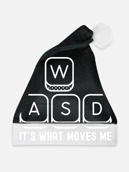 WASD Es ist das, was mich bewegt Lustiger Gaming-PC-Gamer - Weihnachtsmütze - Schwarz/Weiß - Vorne