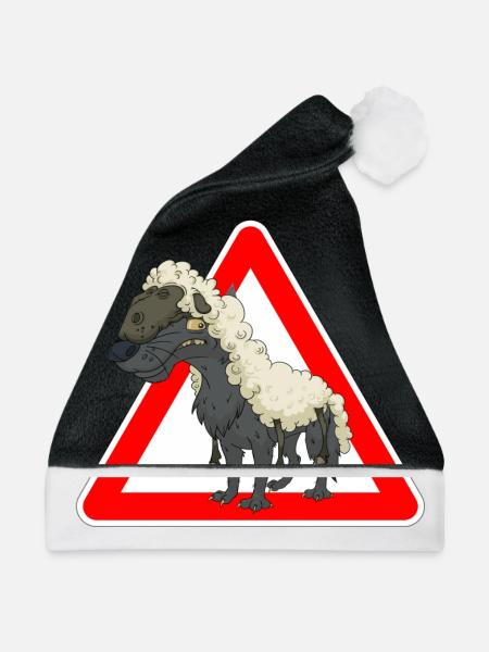 Wolf - Weihnachtsmütze - Schwarz/Weiß
