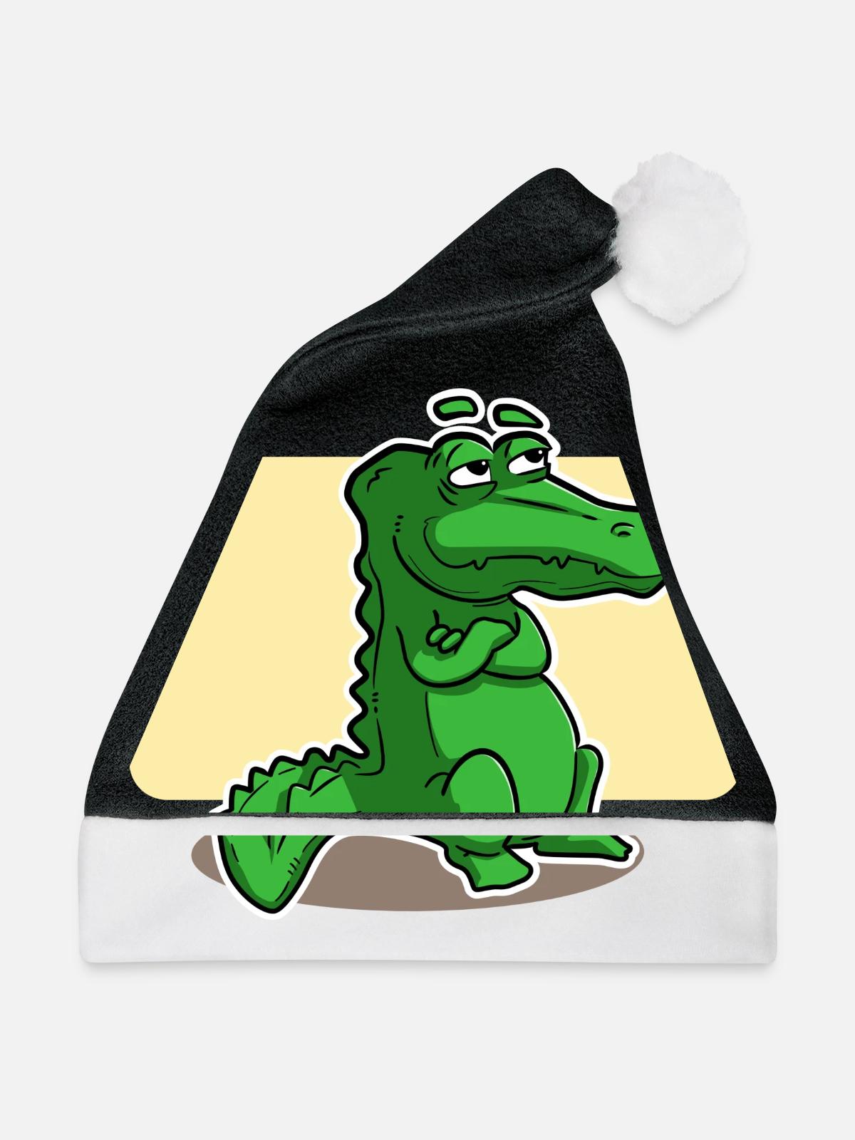 süsses Krokodil - Weihnachtsmütze - Schwarz/Weiß - Vorne