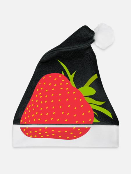 Erdbeere - Weihnachtsmütze - Schwarz/Weiß