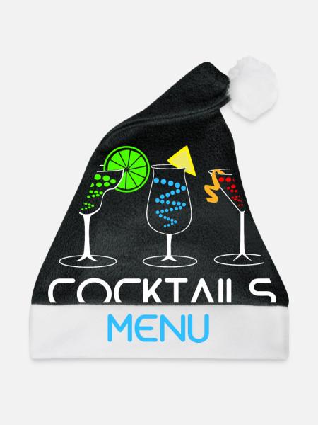 Cocktail - Weihnachtsmütze - Schwarz/Weiß - Vorne