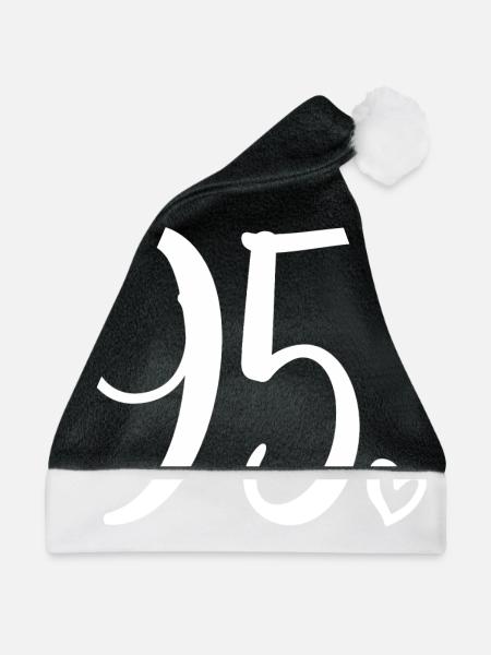 95. Geburtstag Frauen 95 Jahre alt Niedliche Nummer 95 - Weihnachtsmütze - Schwarz/Weiß