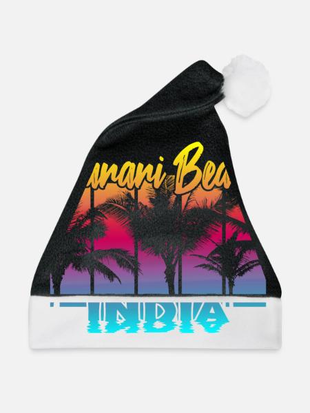 Marari Beach India - Weihnachtsmütze - Schwarz/Weiß - Vorne