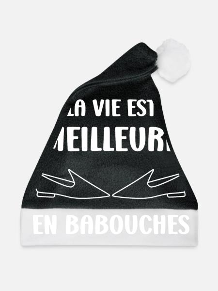 Hausschuhe Humor - Weihnachtsmütze - Schwarz/Weiß