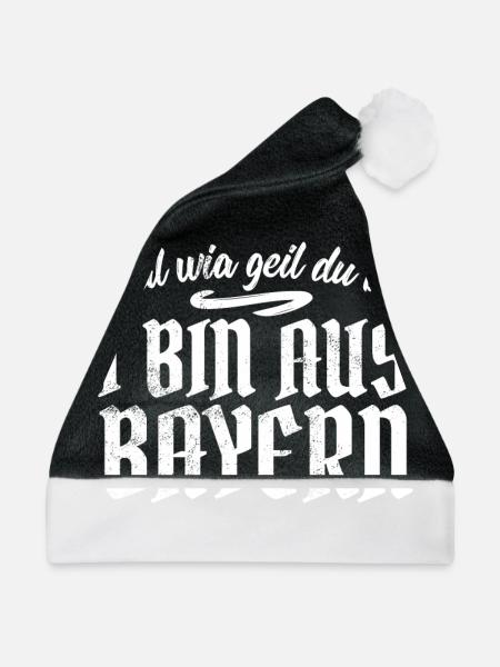 Bayern Geil Bayer Lustig Freistaat Oberbayern - Weihnachtsmütze - Schwarz/Weiß - Vorne