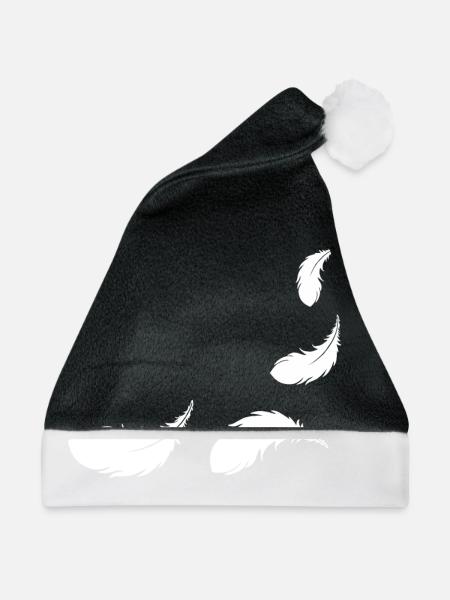 fliegende Federn weiss - Weihnachtsmütze - Schwarz/Weiß - Vorne