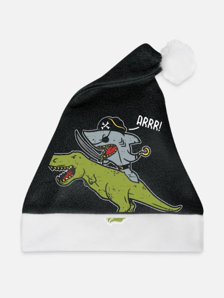 Hai reitet Dinosaurier - Weihnachtsmütze - Schwarz/Weiß
