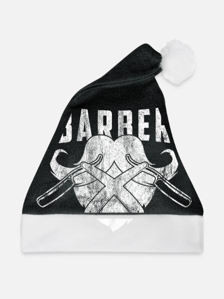 Barber Shop Barbiere Barbier shirt Geschenk Bart - Weihnachtsmütze - Schwarz/Weiß - Vorne
