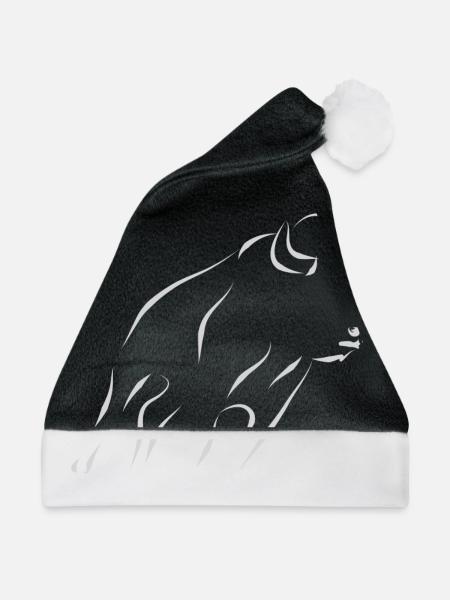 Bison - hellgrau - Weihnachtsmütze - Schwarz/Weiß - Vorne