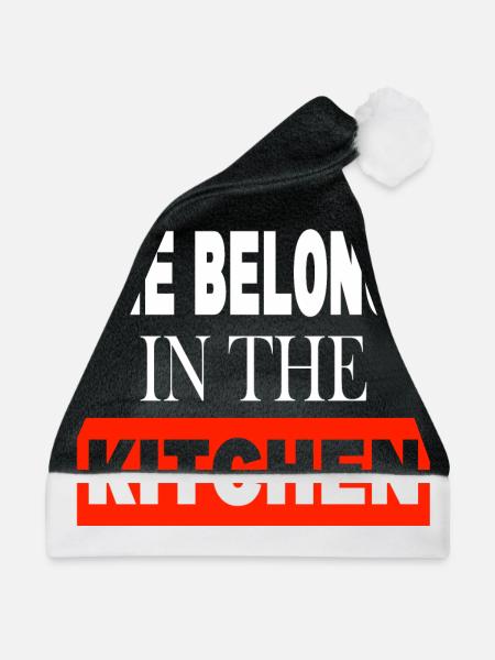 She belongs in the Kitchen - Weihnachtsmütze - Schwarz/Weiß