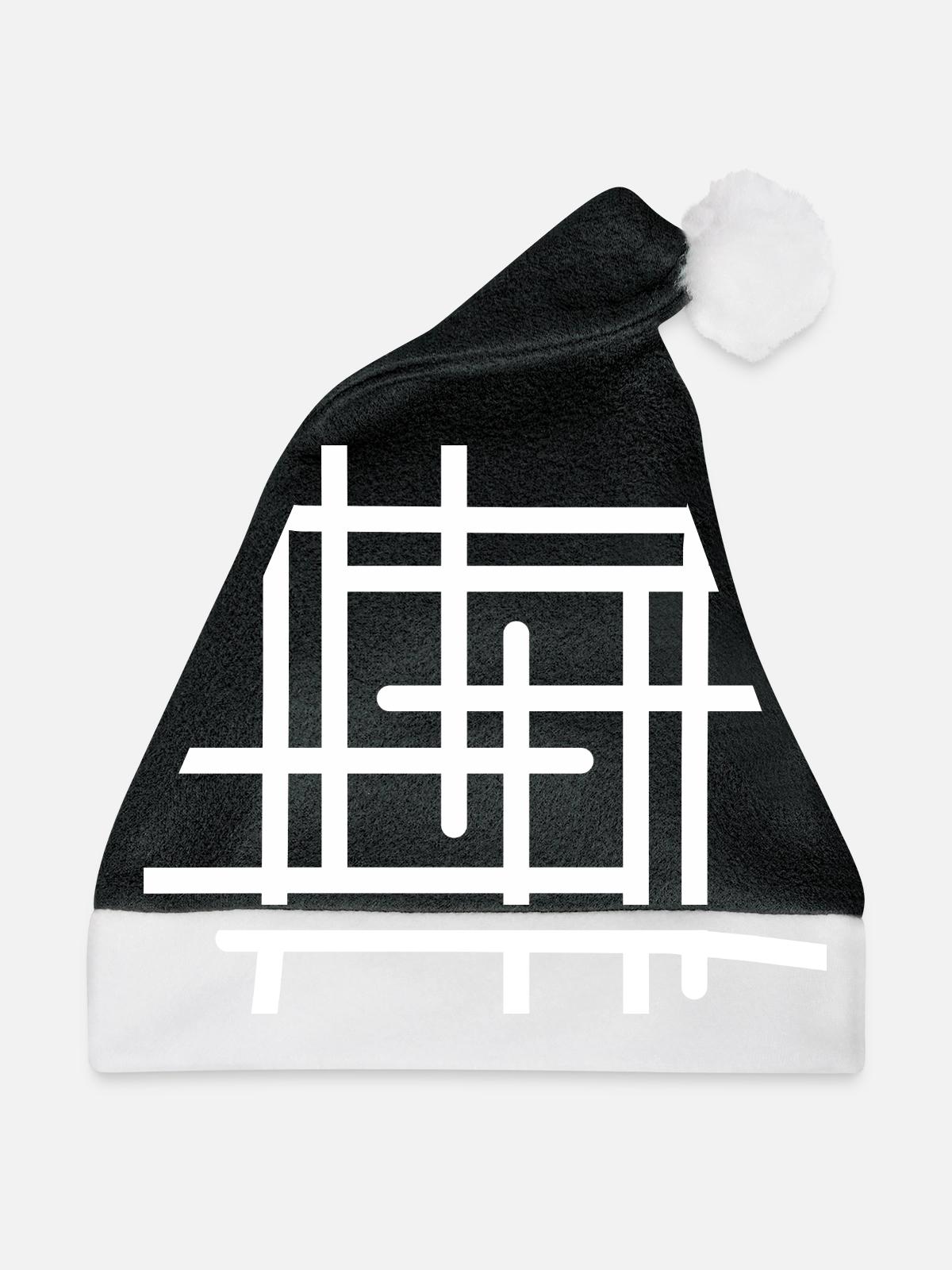Kunst abstrakt - Weihnachtsmütze - Schwarz/Weiß - Vorne