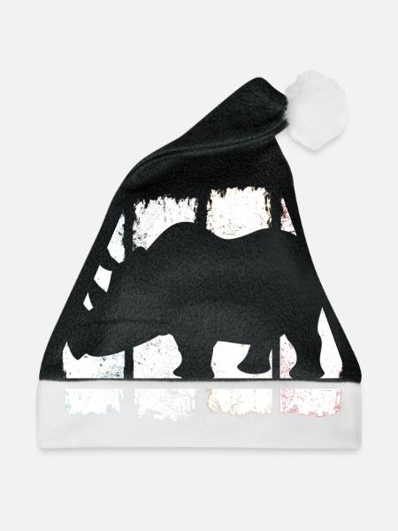 Nashorn Rhinozeros retro - Weihnachtsmütze - Schwarz/Weiß - Vorne