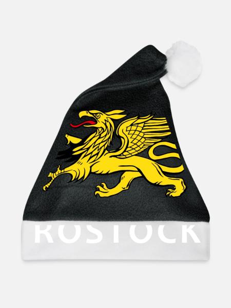 Rostock - Stolz auf der Brust - Weihnachtsmütze - Schwarz/Weiß - Vorne