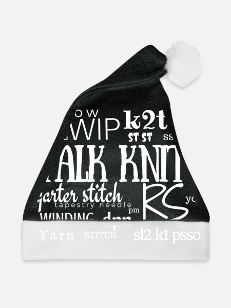 Gestrickte reden?, Weiß - Weihnachtsmütze - Schwarz/Weiß