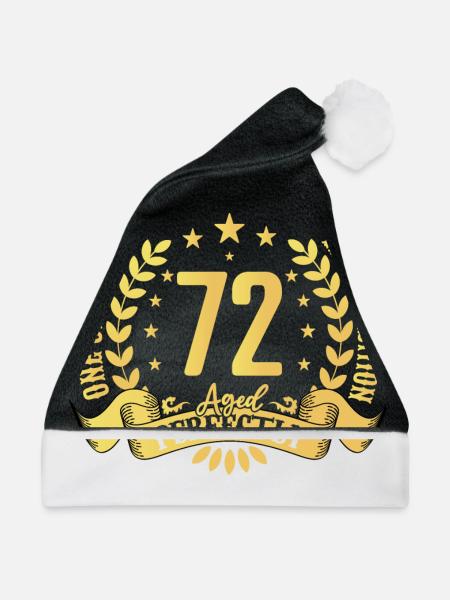 72 Jahre Geburtstagsgeschenk 72 Jahre - Weihnachtsmütze - Schwarz/Weiß - Vorne