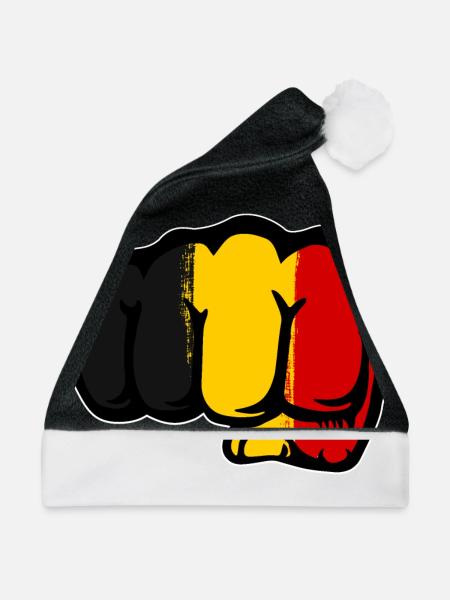 Belgien Flagge Hand Faust - Weihnachtsmütze - Schwarz/Weiß