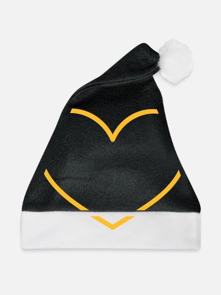 Herz (Umriss, 1c) - Weihnachtsmütze - Schwarz/Weiß