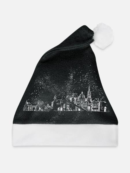 Aachen Deutschland Stadt Skyline Grunge Splash - Weihnachtsmütze - Schwarz/Weiß