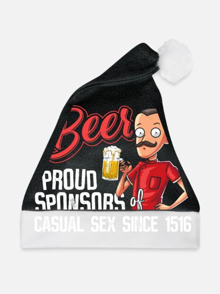 Beer - Proud Sponsor for casual Sex - Weihnachtsmütze - Schwarz/Weiß - Vorne