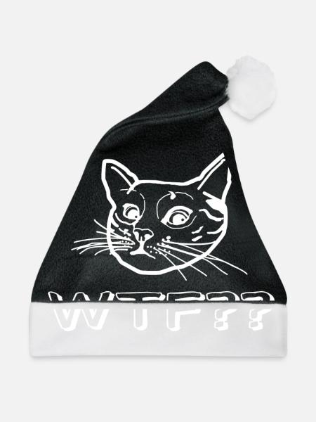 WTF Katze - Weihnachtsmütze - Schwarz/Weiß